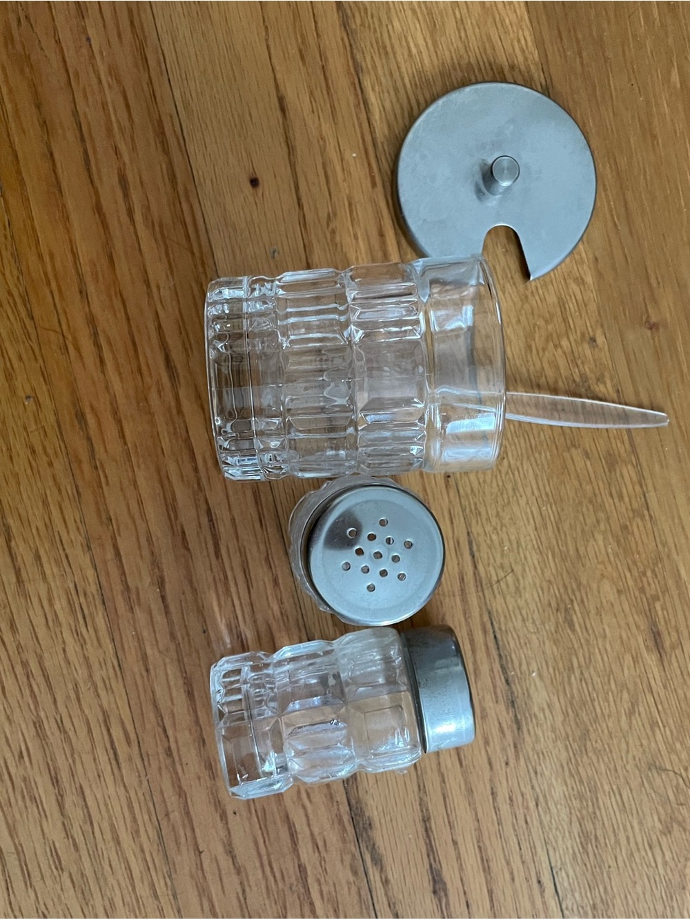 Clear Glass Salt and Pepper Shaker Set with Stainless Lids